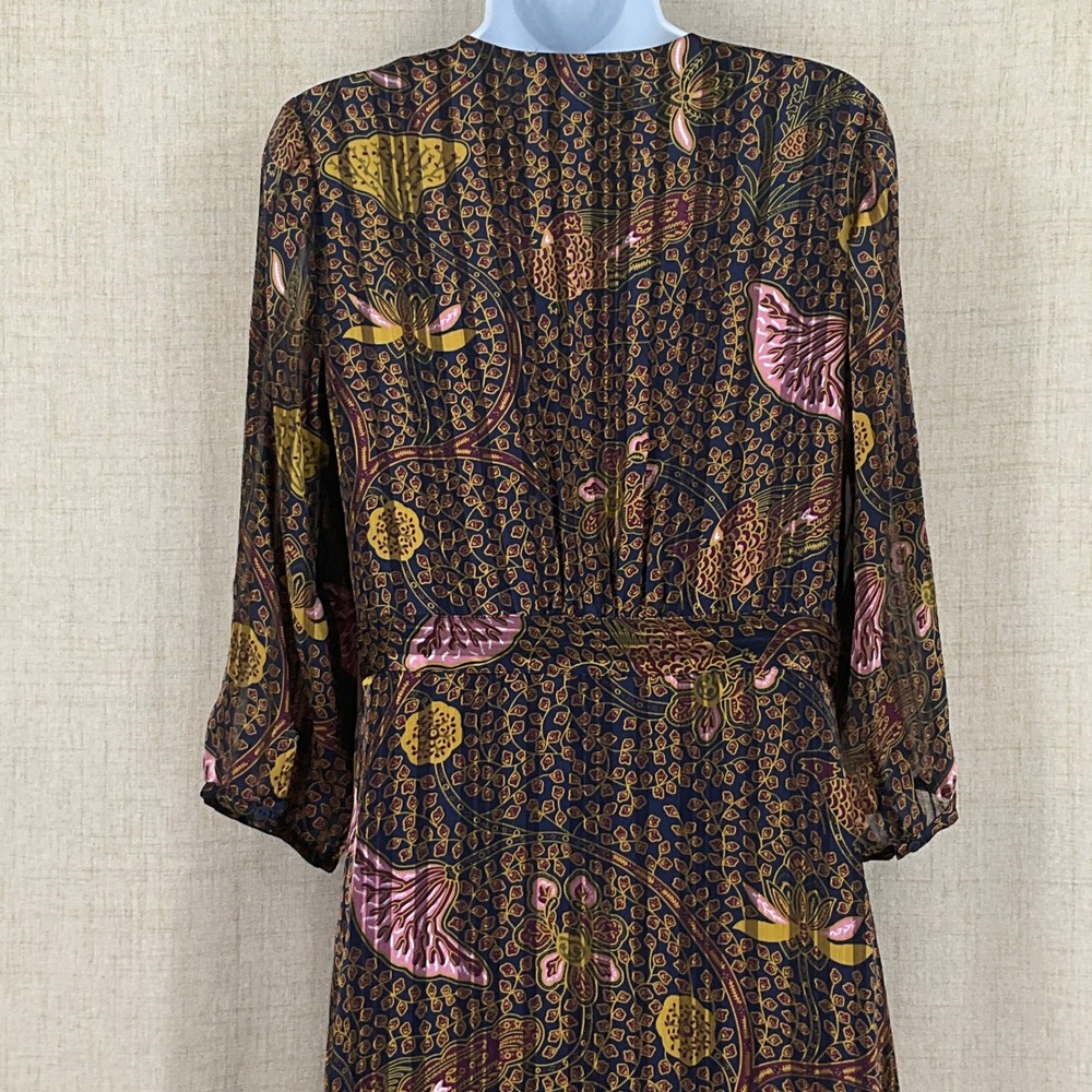 ba&sh Maxi Dress Sz S Metallic V-Neck High-Low Cocktail Wedding Guest Parisian - Picture 7 of 16